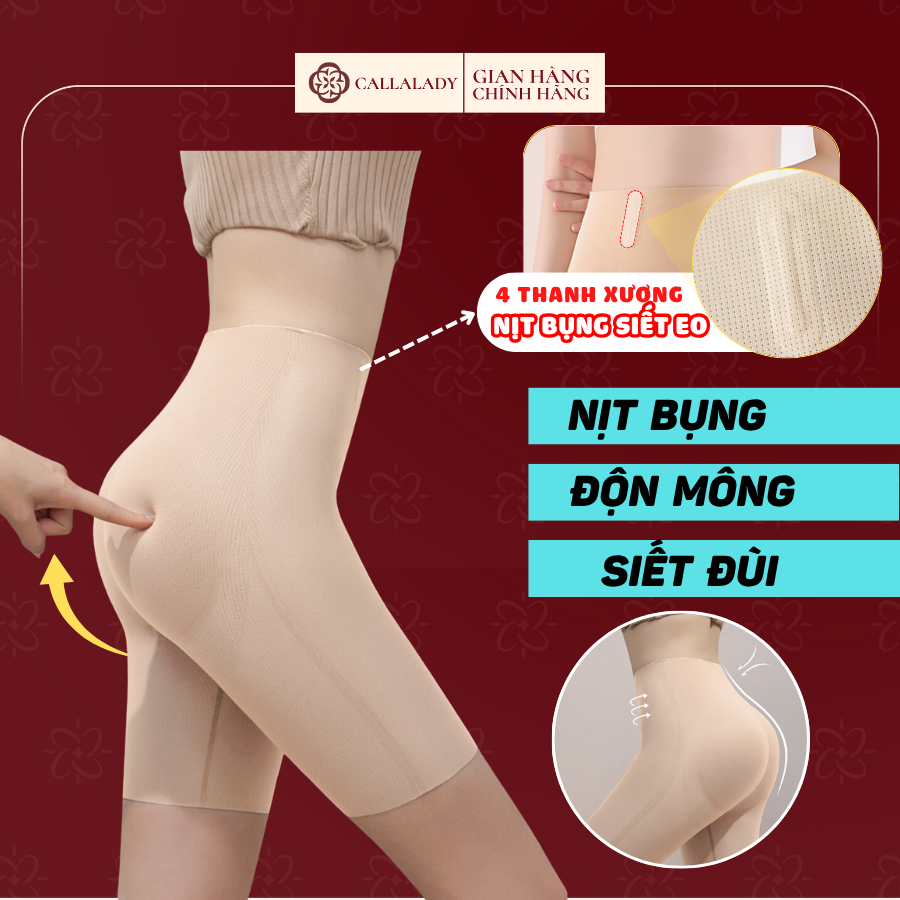 Quần đùi độn mông Callalady nịt bụng dưới nâng mông nịt đùi 3 trong 1 không lộ mỏng tự nhiên có 4 th