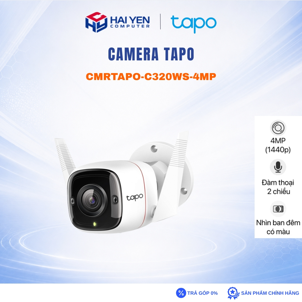 Camera Tapo C320WS Thân 4MP đàm thoại 2 chiều, có màu ban đêm