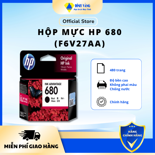 Mực In Phun HP 680 Black (F6V27AA) Chính Hãng - Máy in HP 2135, HP 3635, HP 3835, HP 3775, HP 4535