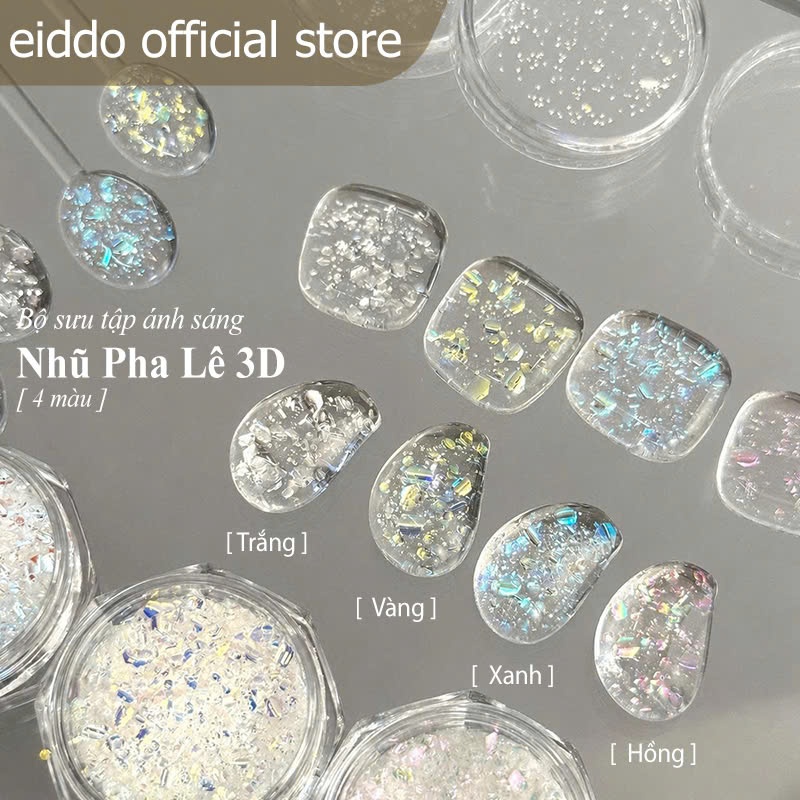 { Eiddo nails } Nhũ Pha Lê 3D eiddo siêu sáng, siêu HOT - Bộ sưu tập ánh sáng 4 màu lung linh, rực r