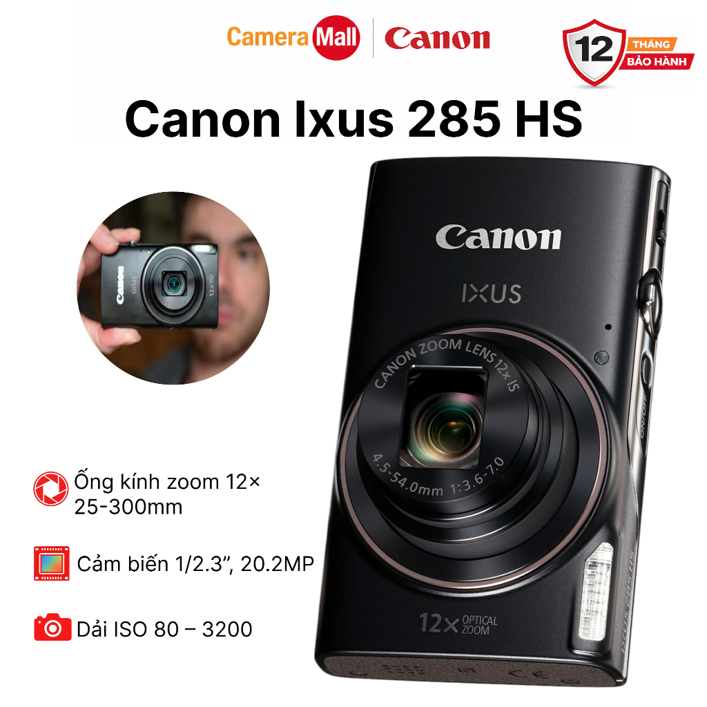 Canon IXUS 285 HS A – Máy Ảnh Du Lịch Nhỏ Gọn, Chính Hãng