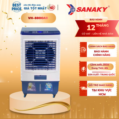 VH-8800AR Quạt điều hòa hơi nước Sanaky làm mát diện tích 50 - 80m2, kèm Remote, 280W VH-8800AR