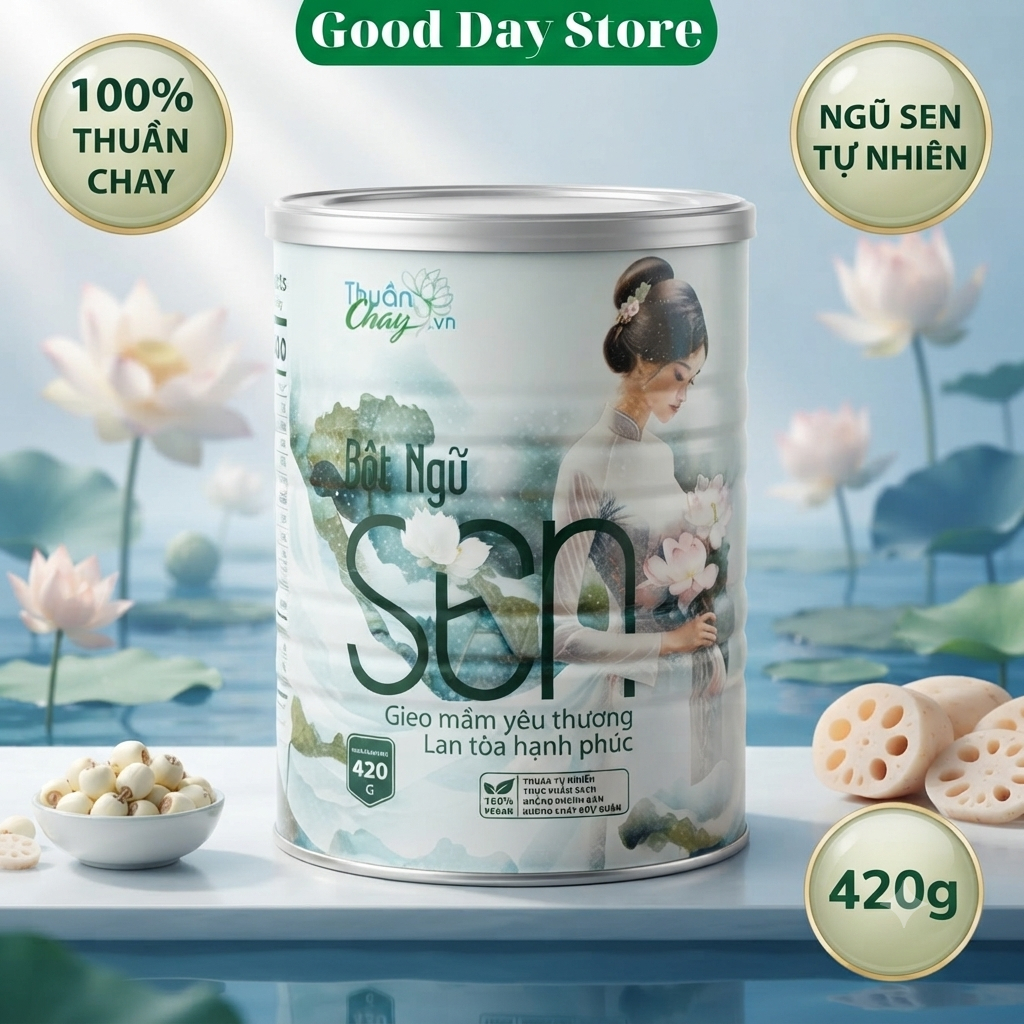 Bột Ngũ Sen Thuần Chay 420g - Ngũ Sen Tự Nhiên Thành Phần Từ Sen - Thơm Dịu Tự Nhiên Dễ Pha Dễ Uống