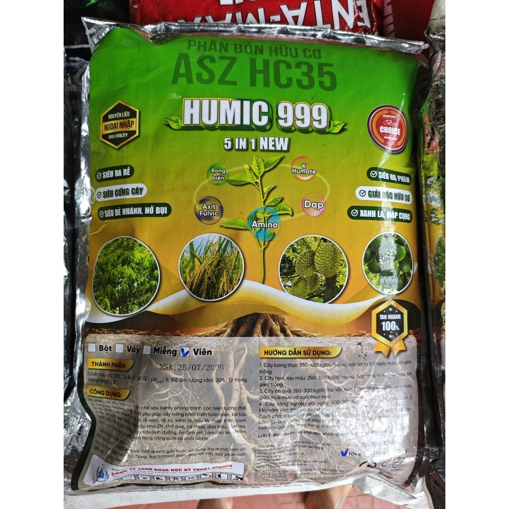 Humic 999 bao 10kg dạng viên