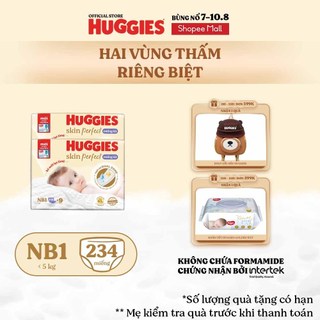 Combo 2 Miếng lót sơ sinh Huggies Skin Perfect NB1 108+9 miếng với 2 vùng thấm giảm kích ứng da