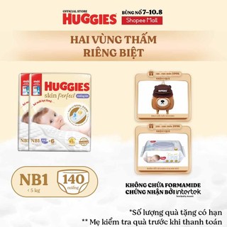 Combo 2 Miếng lót sơ sinh Huggies Skin Perfect NB1 64+4 miếng với 2 vùng thấm giảm kích ứng da