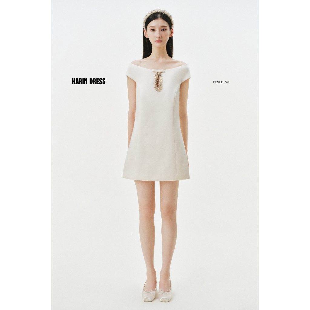 JOIE DES ROSES - Váy liền cổ thuyền dáng suông tafta kem HARIN DRESS