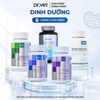 Viên nhai Vitamin Tổng hợp, canxi, tiêu búi lông và dầu cá cho Mèo DrVET