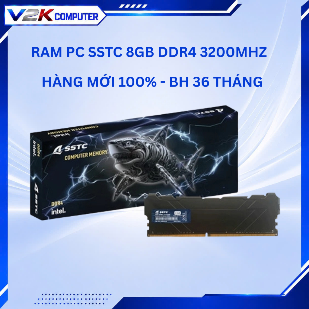 RAM PC SSTC 8GB/16gb DDR4 3200MHz U3200A-C22-8GB – Hỗ Trợ AMD/Intel – RAM Máy Tính Để Bàn | V2K