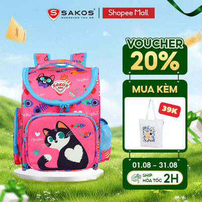 Balo Học Sinh Thời Trang SAKOS KID NINOS Họa Tiết Dễ Thương Siêu Nhẹ Vải Trượt Nước