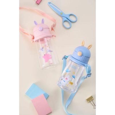 Bình nước Rudy INOCHI 450ml. Nhựa tritan an toàn không bể, có dây đeo và ống hút tiện dụng dễ thương