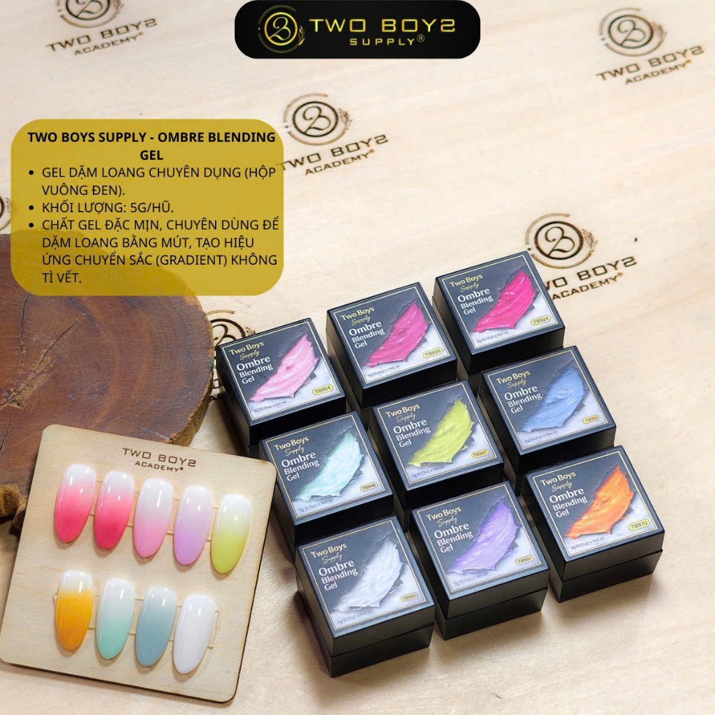 Gel dặm ombre TWO BOYS sét gel ombre 9 màu gel vẽ móng tay