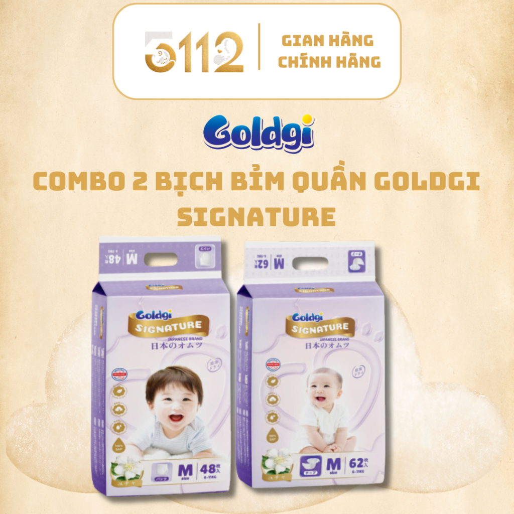 [ Chính Hãng ] 2 Bịch Bỉm Quần - GOLDGI SIGNATURE - Ngừa hăm , dưỡng da