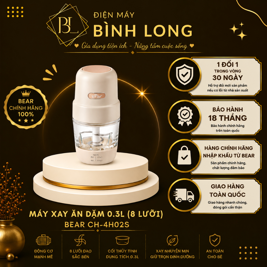 Máy xay ăn dặm Bear 0.3L CH-4H02S (Bản Quốc Tế)