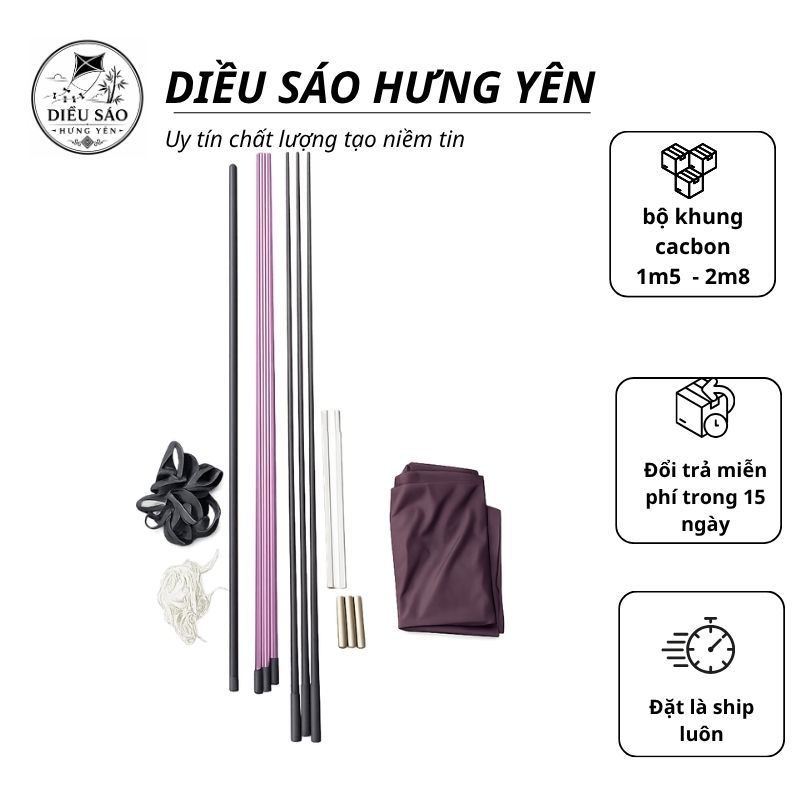 Nan Cacbon Làm Diều + Phíp Độ Vai Diều (CHƯA MÀI) Làm Khung Diều Sáo 1m5 1m7 2m 2m5 2m8 Cho Diều Son