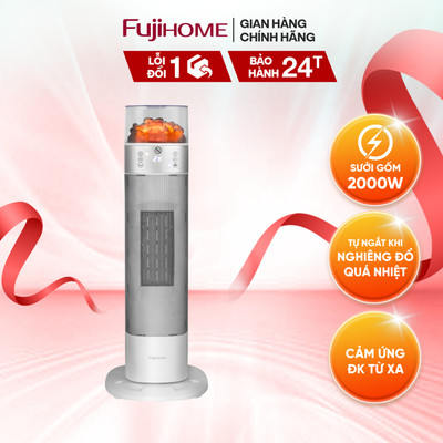 Quạt sưởi gốm ceramic Fujihome FH3100E 2000W sưởi ấm nhanh điều khiển từ xa hiệu ứng ánh lửa