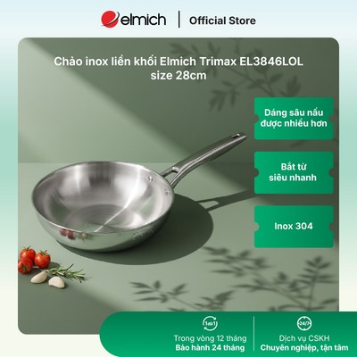 Chảo sâu lòng inox liền khối Elmich Trimax EL3846IN size 20,26,28cm