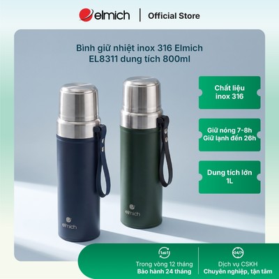 [LIFEMCMBP4 -12% đơn 250K] Bình giữ nhiệt inox 316 Elmich EL8311 dung tích 800ml