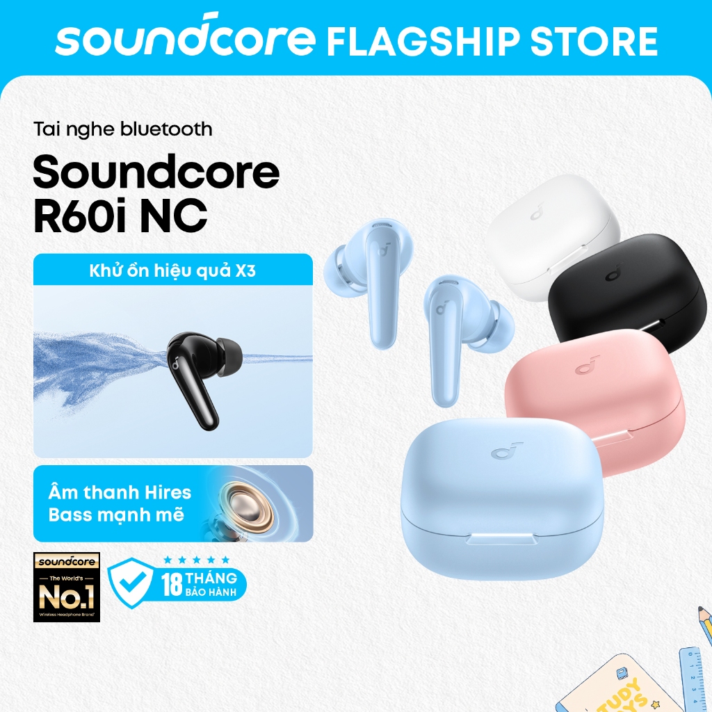 Tai nghe bluetooth soundcore R60i NC, chống ồn 52dB, âm thanh Hi-Res, pin 50H, phiên dịch AI D1202