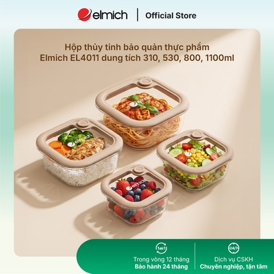 Hộp thủy tinh bảo quản thực phẩm Elmich EL4014 dung tích 310/ 530/ 800/ 1100ml