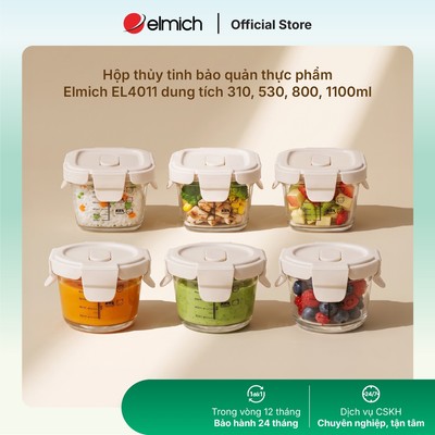 Bộ ba hộp thủy tinh bảo quản thực phẩm cho bé Elmich BabyCare