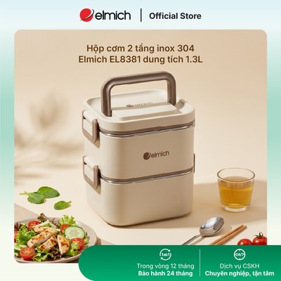Hộp cơm 2 tầng inox 304 Elmich EL8381 dung tích 1.3L