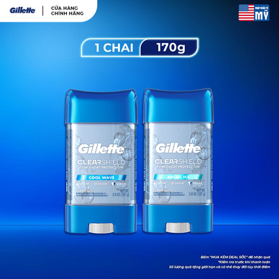 Gel Khử Mùi GILLETTE 107g giảm tiết mồ hôi hiệu suất 72 giờ hương tươi mới, mát lạnh - Mỹ