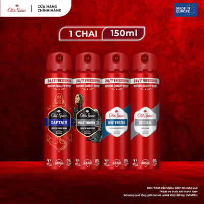 Xịt thơm khử mùi OLD SPICE toàn thân ngăn ố vàng áo hương nước hoa đẳng cấp 150ml - Châu Âu