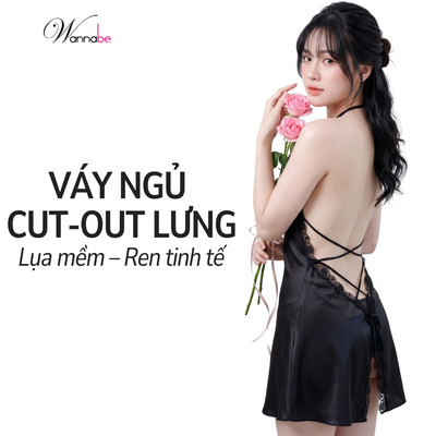 Váy ngủ nữ sexy WANNABE đầm ngủ lụa cut-out eo mông đan dây lưng x nóng bỏng tự do thắt mở dây DNS18
