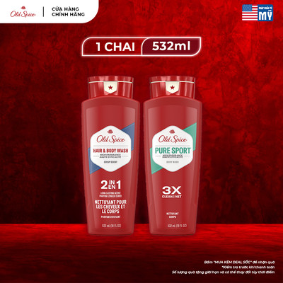 Sữa Tắm, Tắm Gội 2in1 OLD SPICE 532ml dạng gel cho nam, sảng khoái, thơm lâu 24/7 nhiều mùi hương - Mỹ