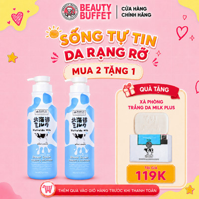 Combo 2 Kem tắm dưỡng ẩm mịn da Beauty Buffet Made In Nature Hokkaido Milk Moisture Rich Shower Cream 700ml