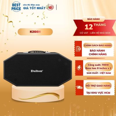 Loa Xách Tay Karaoke Dalton K208H Chính Hãng - Cấu Hình Bass Đôi 20cm, Kèm 2 Micro UHF Chống Hú, Có Echo Reverb