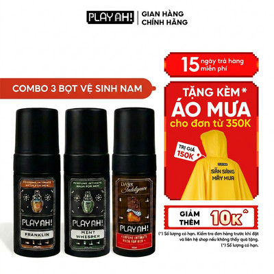 Bọt Dung Dịch Vệ Sinh Nam PlayAh! Dark Indulgence hương Chocolate/Mint Whisper/Franklin tạo bọt 100ml