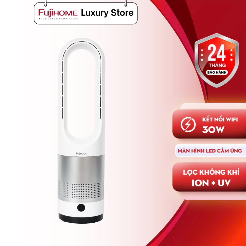 Quạt Không Cánh Mini Fujihome BF18 | Lọc Không Khí Anion + UV, Kết Nối Wifi, Điều Khiển Từ Xa