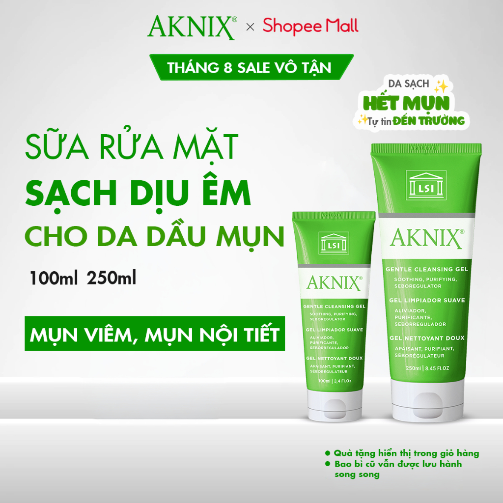 Sữa Rửa Mặt AKNIX Cho Da Mụn Viêm, Da Nhạy Cảm, Da Treatment - GENTLE CLEANSING GEL 2