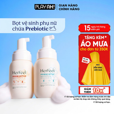 Bọt Dung Dịch Vệ Sinh Nữ PlayAh! Her Feel Prebiotic, Dòng Sensitive Dưỡng Ẩm Chuyên Sâu/Rose Sạch Thơm Toàn Diện 150ml