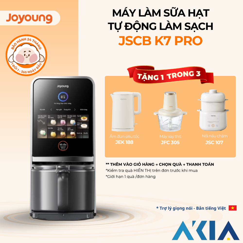 [HỎA TỐC] Máy nấu sữa hạt làm sạch tự động Joyoung JSCB-K7 PRO giảm ồn, khử purin