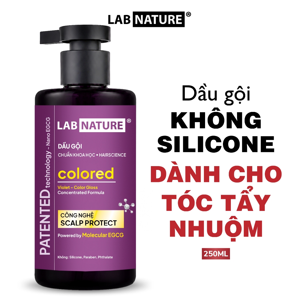 Dầu gội tím LAB NATURE Không Silicone, giúp Khử Vàng và Giữ Màu Nhuộm - 250ml