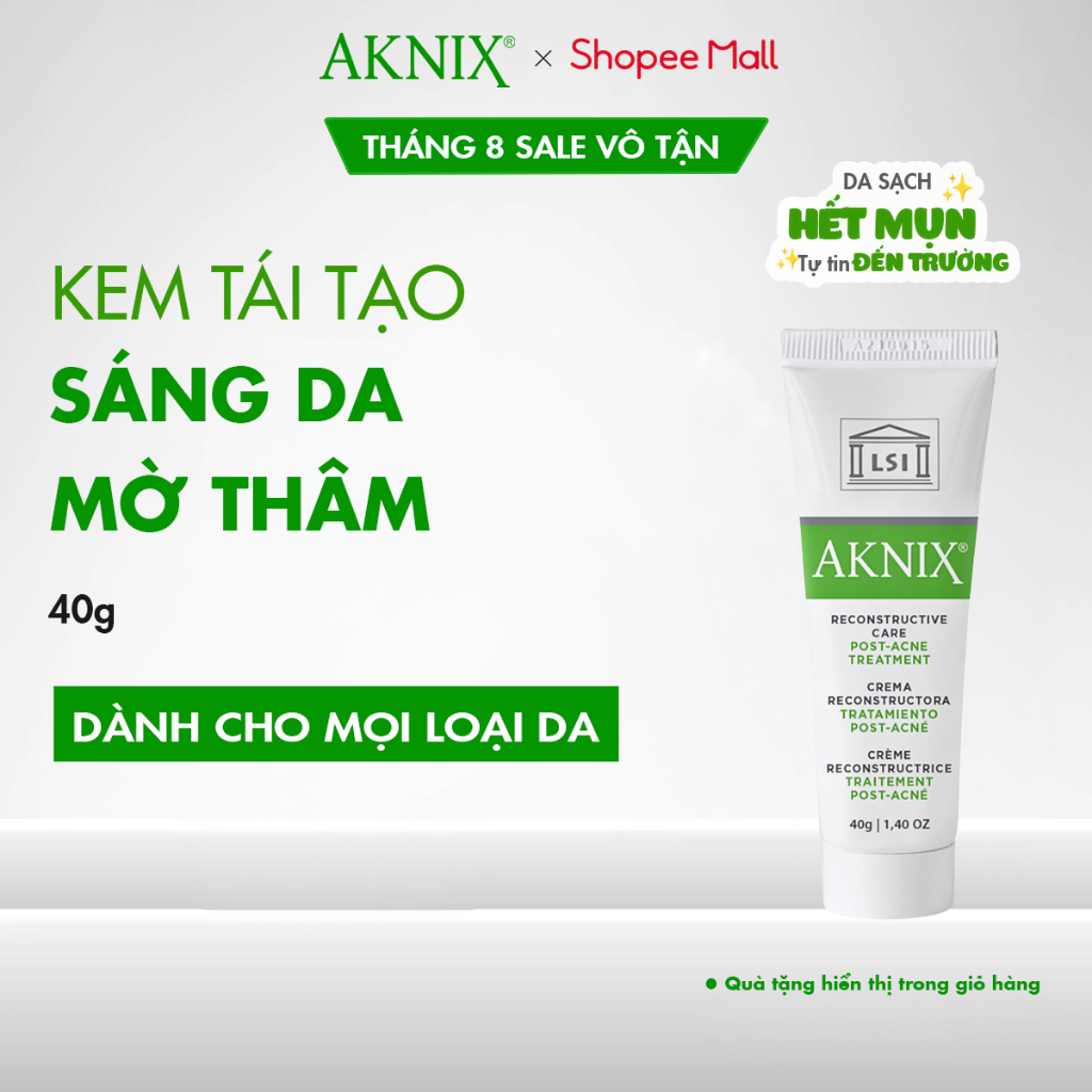 Kem Tái Tạo Da Sau Mụn Aknix Dưỡng Trắng Và Làm Mờ Thâm , Sẹo AKNIX® RECONSTRUCTIVE CARE – 40g
