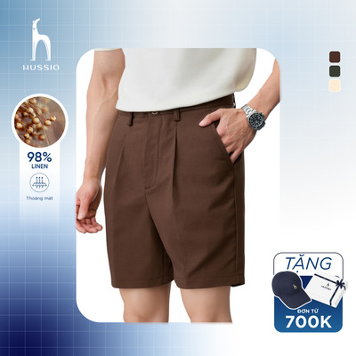 Quần Short nam cao cấp LINO, chất liệu linen form slim tôn dáng, dây rút ẩn sang trọng - HUSSIO