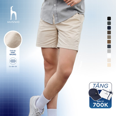 [UPDATE MÀU MỚI] Quần Short nam vải Kaki nhung cao cấp, trẻ trung, lịch lãm, chuẩn form - HUSSIO