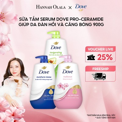 [HANNAH OLALA] Sữa Tắm Serum Dove Pro-Ceramide Giúp Da Đàn Hồi Và Căng Bóng 900g