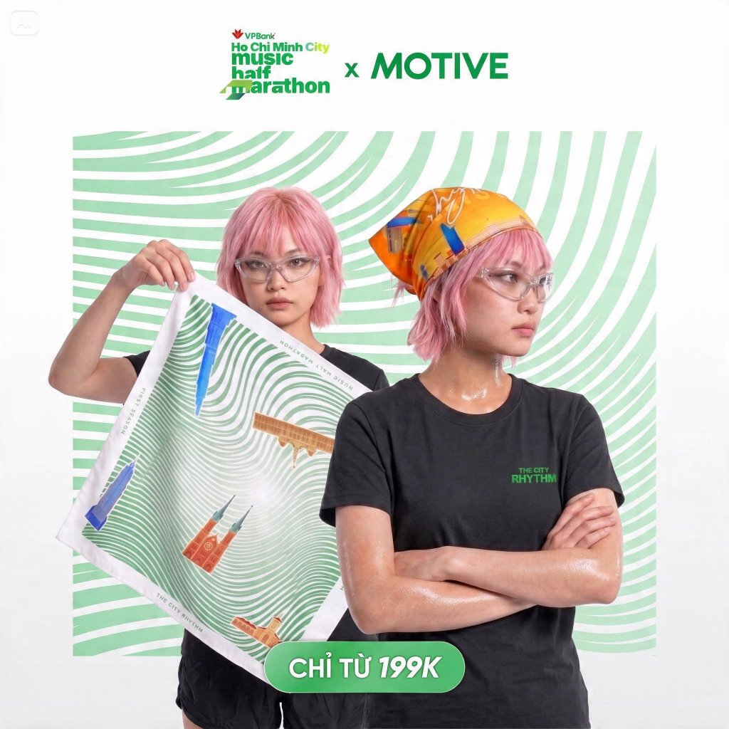 [VPBANK HCMC] Motive Khăn Bandana Thời Trang Thể Thao MOTIVE x VPBank HCMC CITY BANDANA