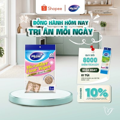 [Outlet S2] Khăn lau sàn sợi siêu mảnh MyJae tiện dụng đa năng thấm hút nước tốt, có móc treo 30cm x 42cm