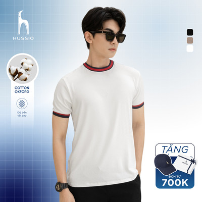 Áo thun cổ tròn WEDER vải Cotton thun gân mềm mịn, trẻ trung, năng động - HUSSIO