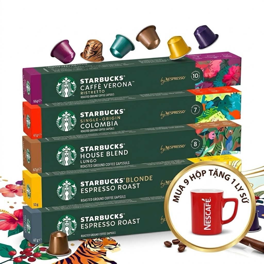 (Dành cho máy Nespresso) CÀ PHÊ VIÊN NÉN NESPRESSO CAPSULE SẴN 18 VỊ - Hộp 10 viên