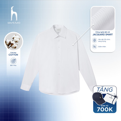 [New T8] Sơ mi nam công sở 8 Hours, công nghệ dệt Jacquard Smart,mềm mịn,bền màu,chuẩn form Slim Fit DEMAN - HUSSIO