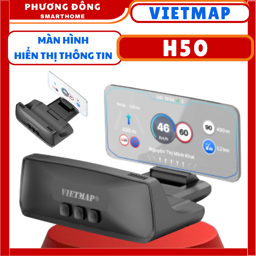 MÀN HÌNH HIỂN THỊ THÔNG TIN HUD VIETMAP H50 TẶNG KÈM VIETMAP LIVE 2 NĂM CẢNH BÁO GIAO THÔNG