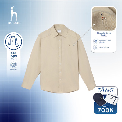 [New T8] Áo sơ mi nam công sở HANAS,công nghệ dệt Twill,thoáng mát, bền màu,chuẩn form - HUSSIO