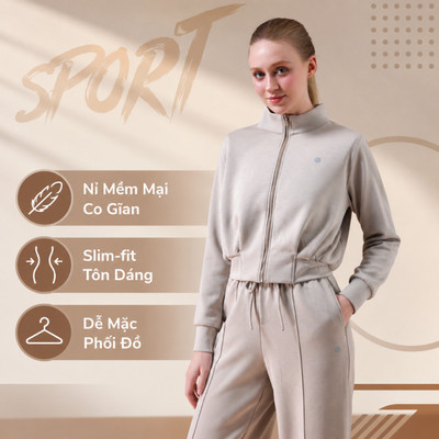 Áo Khoác Nỉ Nữ LV25W04F608, Áo Khoác Nữ 1 Lớp Mềm Mại Ấm Áp Livan Sport